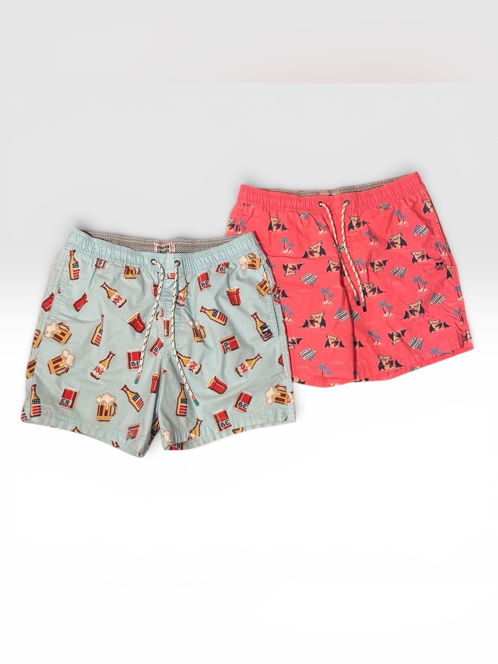 Party Pants Swim Shorts Men’s Lets Get Hammered Beer Novelty Lot 2 Size Large